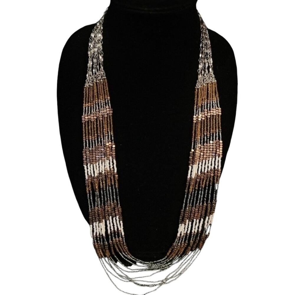 Stella & Dot Mesa Necklace - silver, gold, rose gold, and white